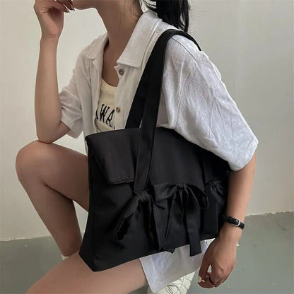 Laptop Bags Women Ladies Nylon Shoulder Bags Bow Shoppers