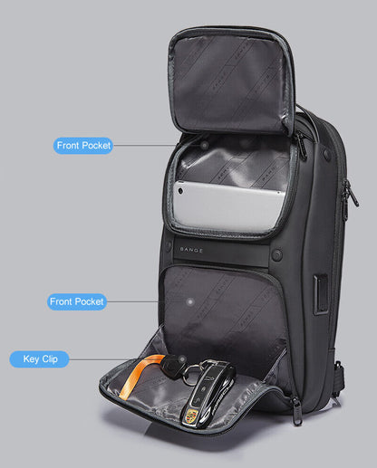 Charging Port Water Resistant Chest Pack Sling Bag Crossbody Backpack Business