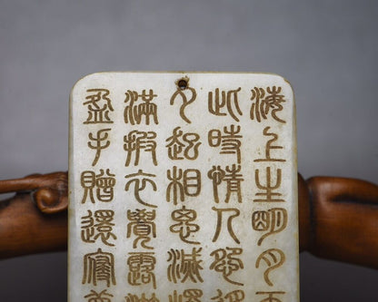 Chinese Antique Natural Hetian Jade Carving Kuan Yin Statue Amulets Pendant Gift