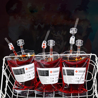 350ML Transparent Food Grade PVC Drink Beverage Bag Vampire Blood Bag Decorat-ca