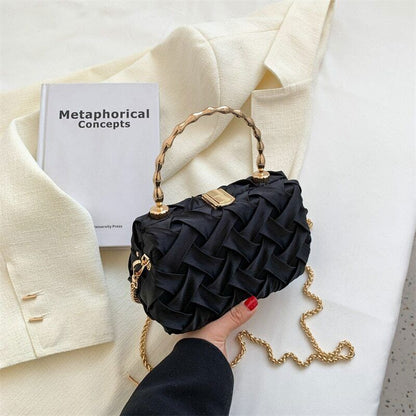 Small Tote Bag With Metal Portable Chain Women's Handbag Shoulder Bag