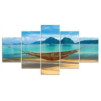 5Pcs Wall Art Canvas Painting Picture Home Decor Modern Abstract Beach Hammock