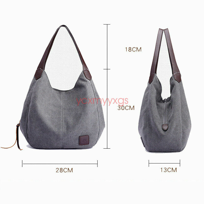 New Women Canvas Tote Bag Casual Handbag Travel Large Zipper Shoulder Purse