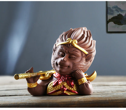 creative monkey king statue porcelain tea pet home table decoration with bar new
