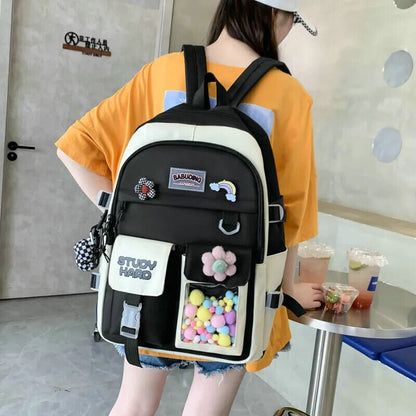 5pcs Sets Children's School Backpack Women's Bagpack Laptop Bag Students Totes