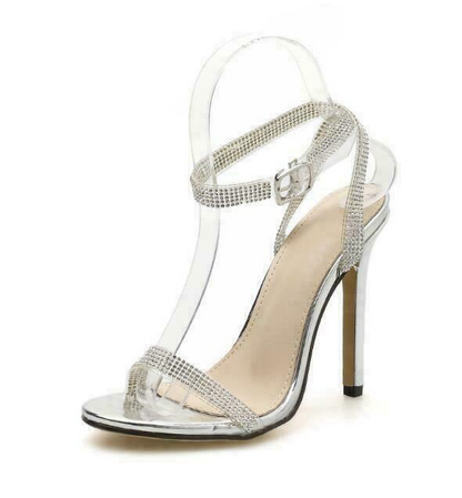 Europe Ladies Women Sandals Ankle Strap Rhinestone High Heel Stiletto Party Sexy