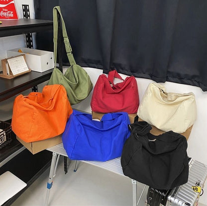 Canvas Textile Big Soft Slouchy Pouch Side Bag Streetwear Laptop Shoulder Bags