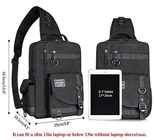 Leaper Messenger Bag Outdoor Cross Body Sling Shoulder Large, Black