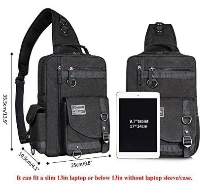 Leaper Messenger Bag Outdoor Cross Body Sling Shoulder Large, Black