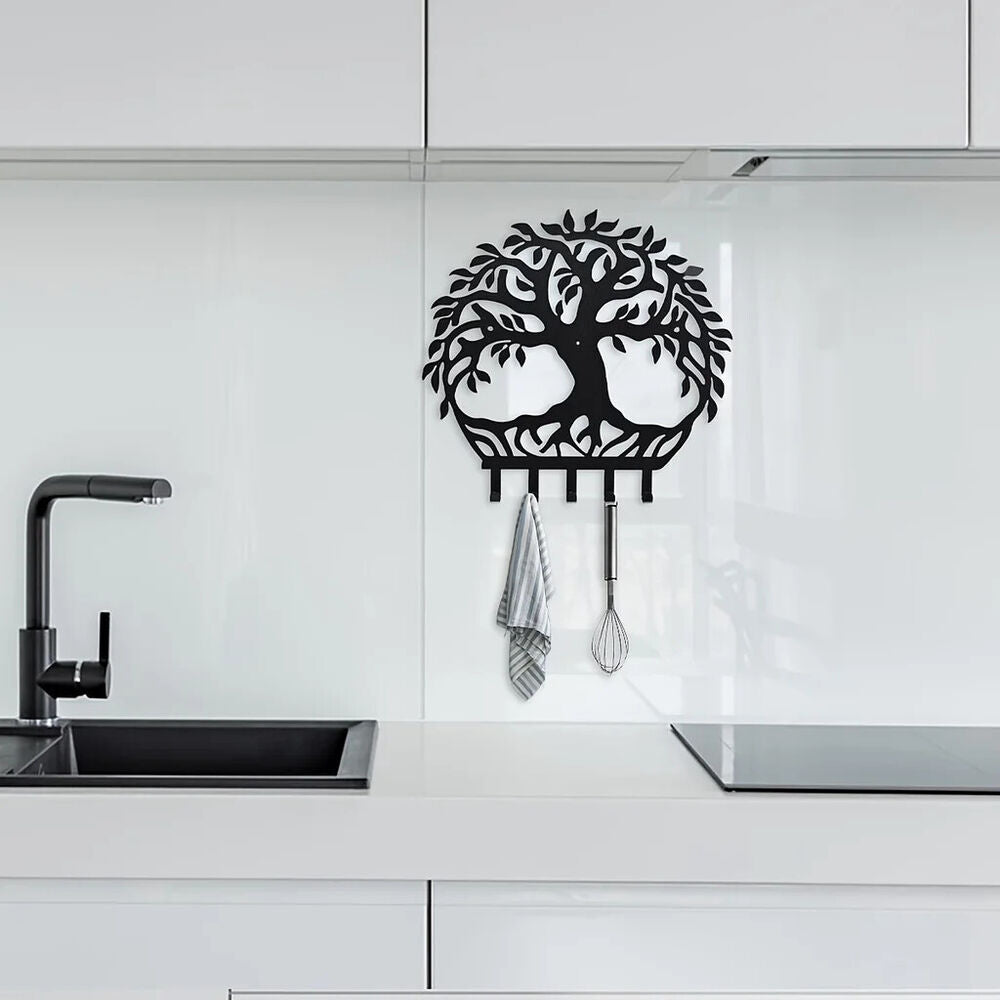 Tree Of Life Wall Mounted Key Hooks Matt Black,Mounted Key Hooks