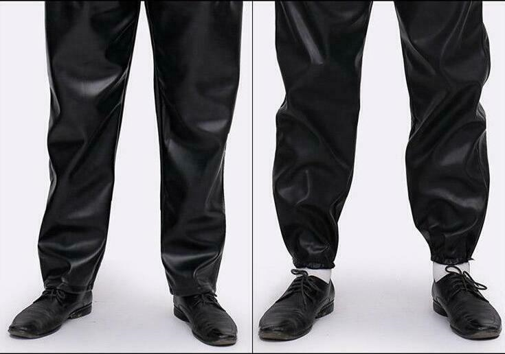 Mens Faux Leather Pants Fashion Motorcycle Loose Fit Work Winter Trousers New #