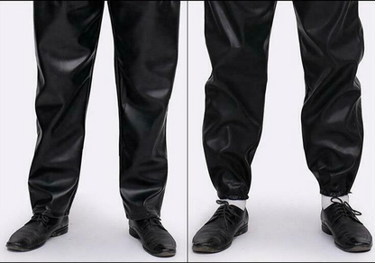 Mens Faux Leather Pants Fashion Motorcycle Loose Fit Work Winter Trousers New #