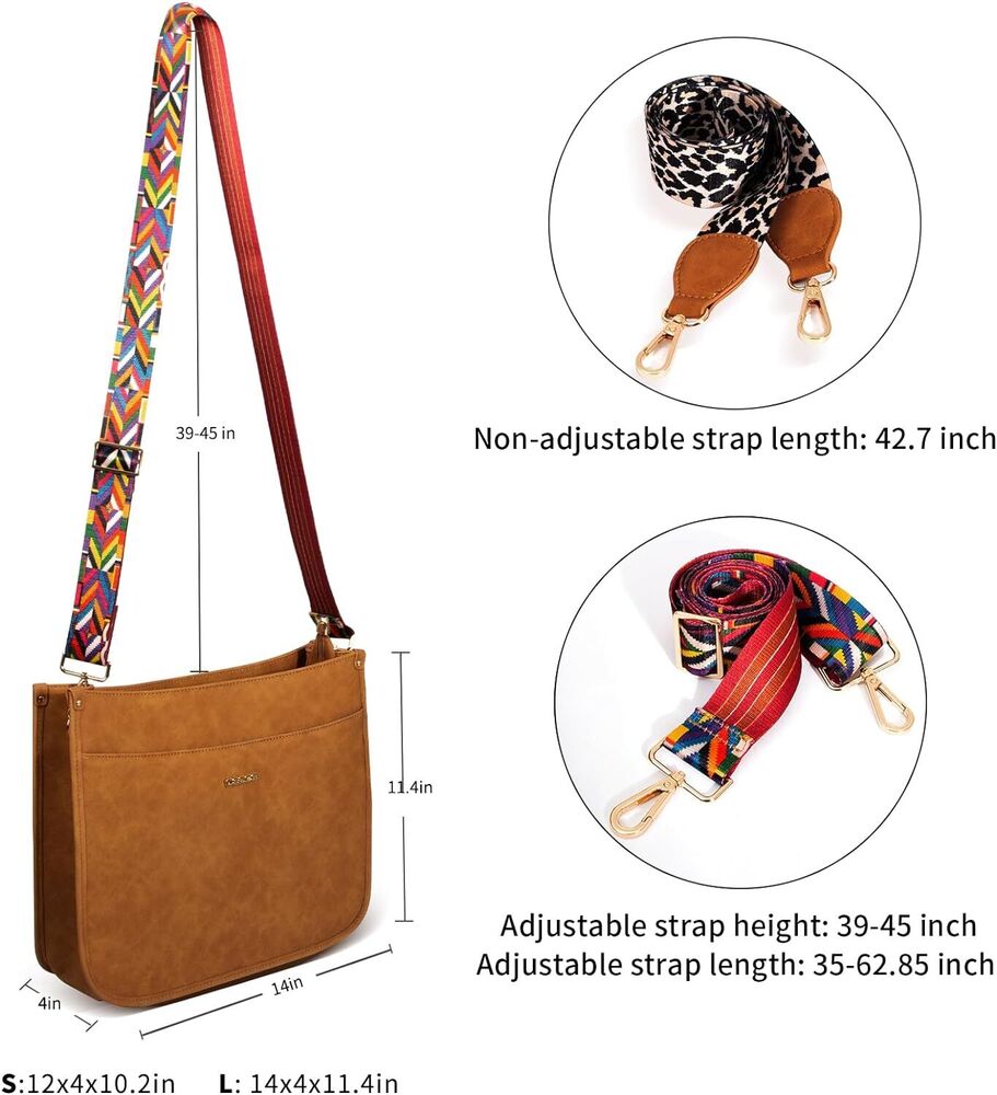Vegan Leather Crossbody Bag for Women Hobo Handbag Purse Shoulder Bag with Strap