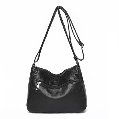 Women's Cross Body Messenger Bag Fashion Pu Leather Wide Shoulder Strap Handbag