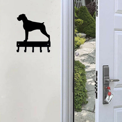 Boxer (Natural Ears) Dog Key Rack Hanger Wall Mounted Hook Up Pendant Wall Art