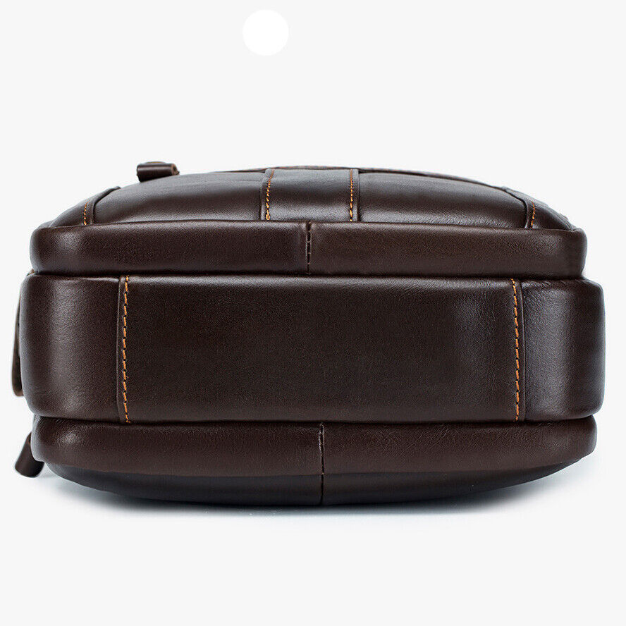 100% Genuine Leather Men's Sling Shoulder/Messenger Bag Double Zipper 8" Handbag