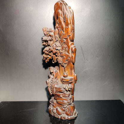 9" Boxwood wood carving buddha statue Ornament home decor figurines dharma monk