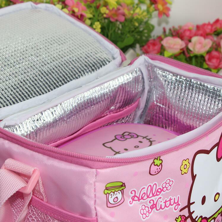 Cute Kitty School Food Picnic Insulated Cooler Lunch Box Bag Hand Shoulder Bag