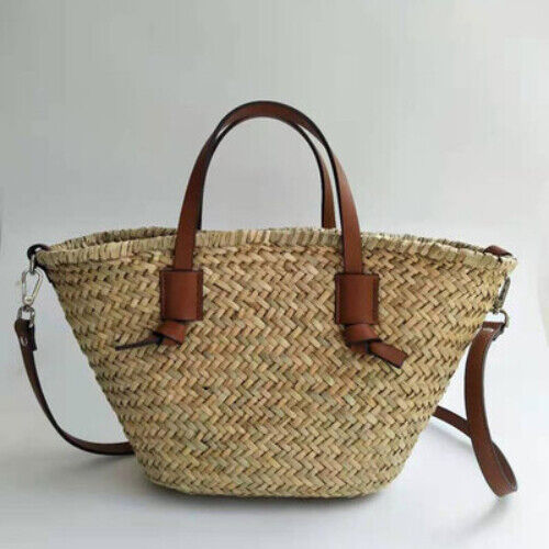 Wicker Woven Basket Bags Rattan Women Handbags Beach Straw Tote Crossbody Bag