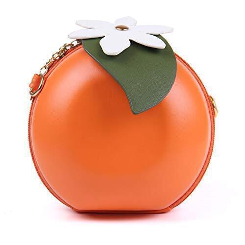 Women Girl Crossbody Bag Fashion PU Leather Fruit 3D Novelty Animal Orange