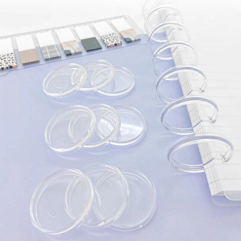 Binder Rings 100Pcs Plastic Clear Notebooks Planners Binding Mushroom Hole Discs