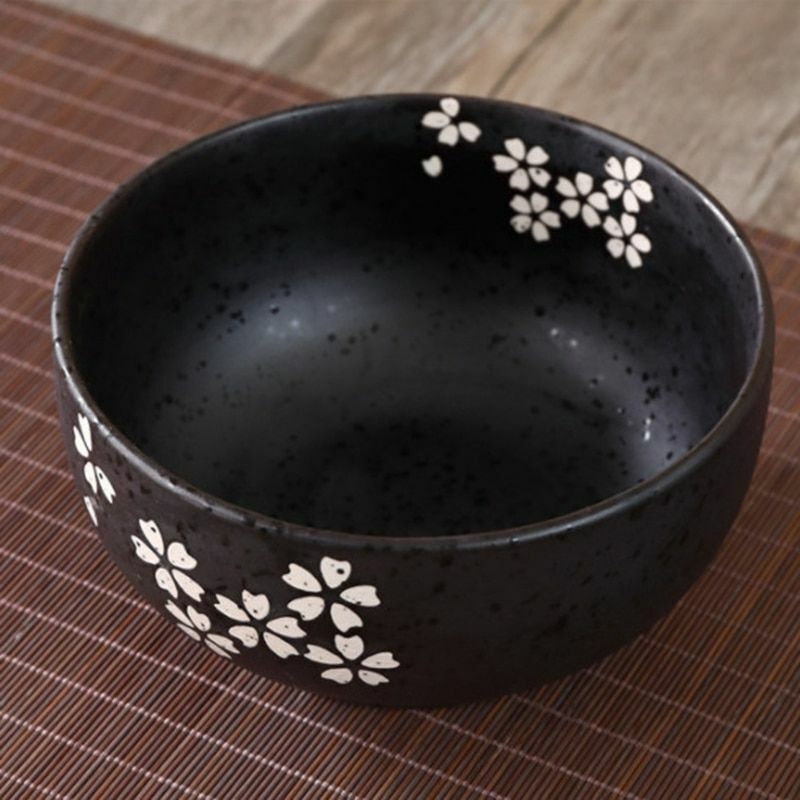 4 Piece/Set Ceramic Bowls Spoon+Chopstick Wooden Deck Instant Noodles Containers