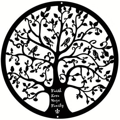 1pc Modern Tree Life Metal Wall Decor - Black Line Sculpture for Home and Office