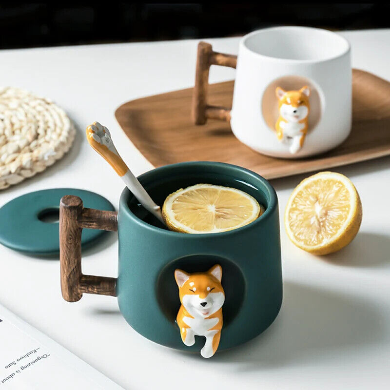 Ceramic Coffee Mug Lid Spoon Girls Gift Milk Tea Creative Breakfast Cups