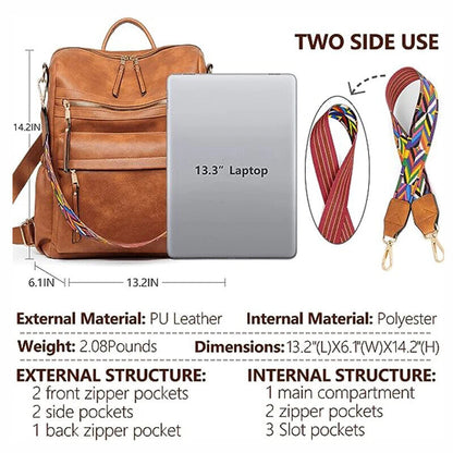 Women Backpack Purse Ladies Travel College Shoulder Bags with Colorful Strap