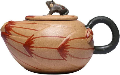 Zisha Teapot Chinese Yixing Clay Frog Lotus Pot Gongfu Tea Set Frog lotus