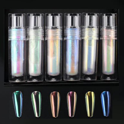 Liquid Nail Art Glitters 6 Colors Aurora Metallic Magic Mirror Moonlight Pigment