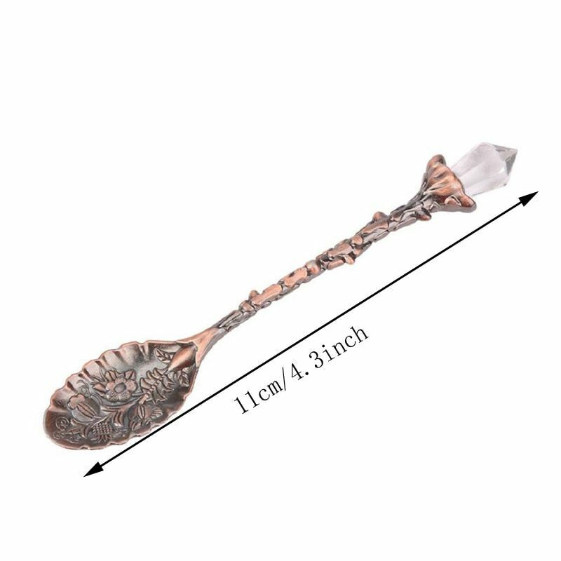 6Pcs/Set Vintage Dessert Spoons Fork 110x20mm Metal Gold Carved Coffee Tea Spoon