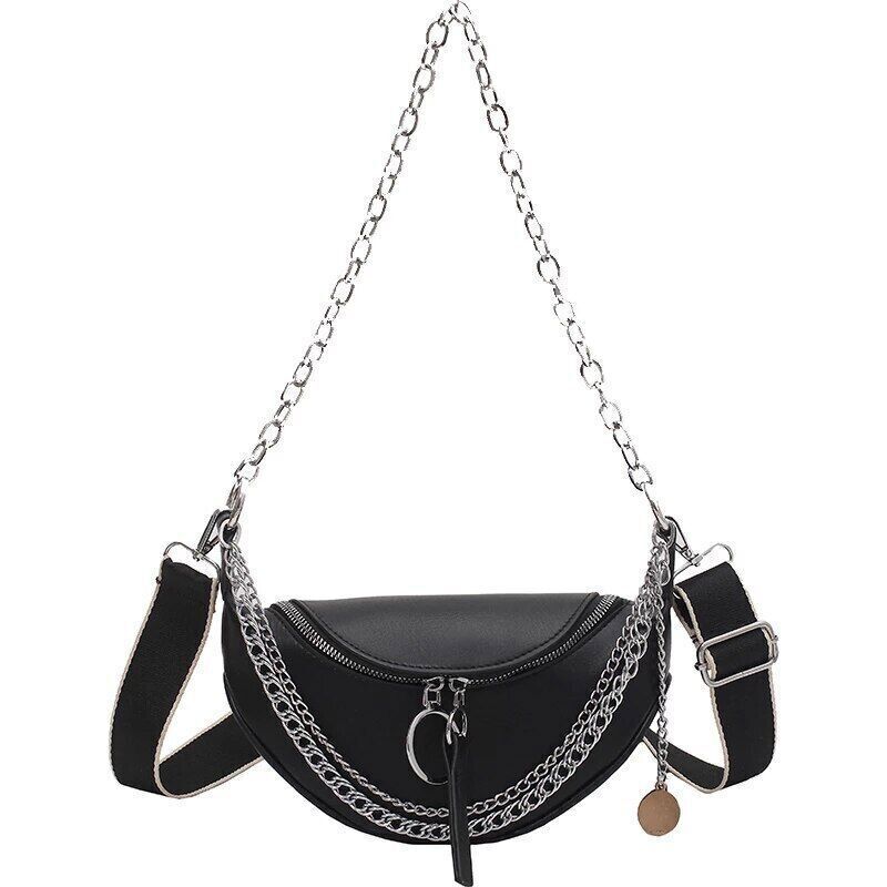 Chain Waist Belt Bag Women Leather Crossbody Fashion Phone Pack Purse Ladies