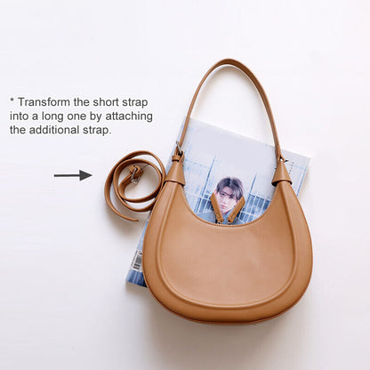Convertible Real Leather Hobo Shoulder Bag Tote Purse Saddle Fashion Crossbody