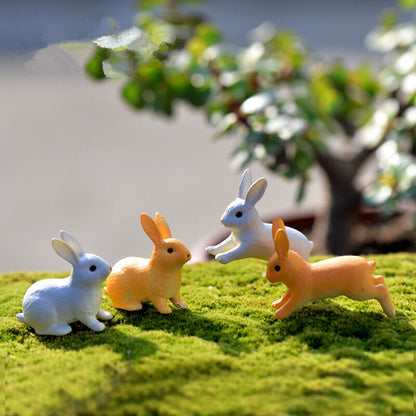 Mini 3pcs Rabbits Miniatures Fairy Garden Ornament Decoration DIY Dollhouse Lawn