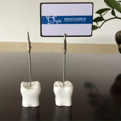 Business Card Holder Tooth Shaped Dental Clinic Desk Decoration Resin 3.5x3x13cm