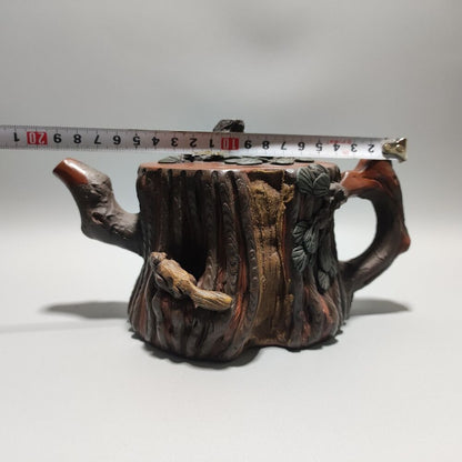 Vintage Chinese Yixing Purple Clay Teapot Zisha Ceremony Carving Collectible Art