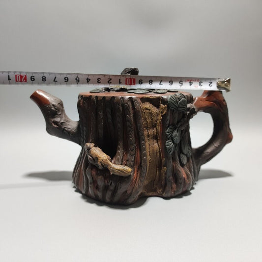 Vintage Chinese Yixing Purple Clay Teapot Zisha Ceremony Carving Collectible Art