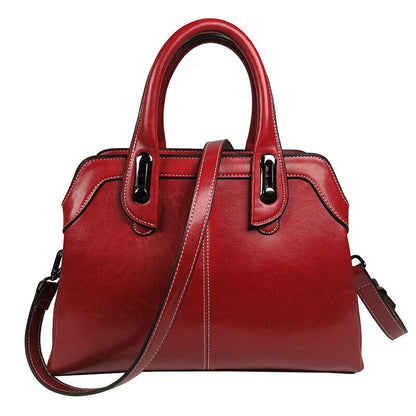 Oil Wax Leather Elegant Women's Handbags Tote Sling Shoulder Bag Crossbody Bag