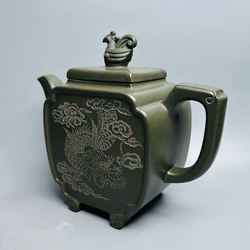 Vintage Chinese Yixing Purple Clay Teapot Zisha Ceremony Carving Dragon Tea Set