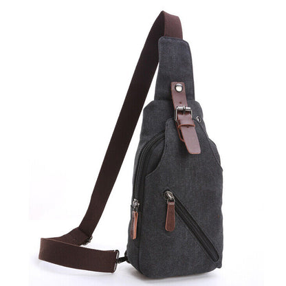 Men's Sling Backpack Canvas Crossbody Chest Bag Casual Daypack Outdoor Sport Bag