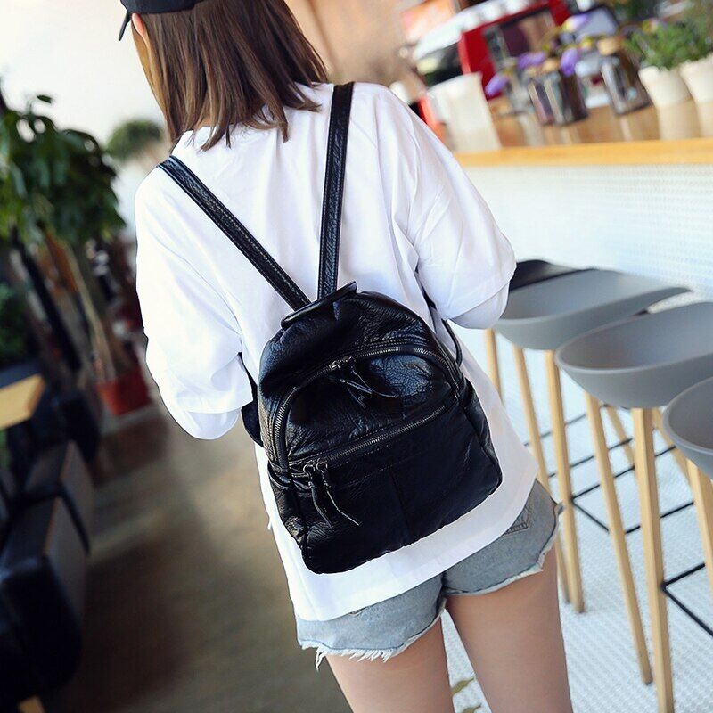 Pu Leather Women Backpack Student School Bag Travel Backpack Shoulder Bag