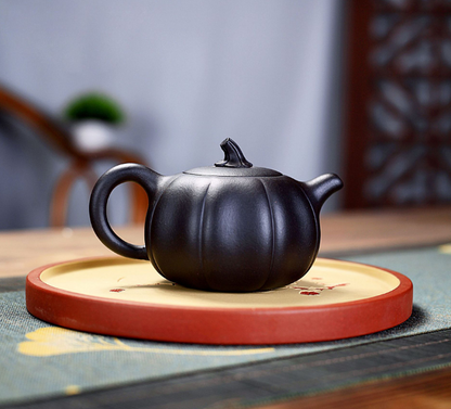 Yixing purple clay pot manual raw ore bionic manual pumpkin Pot Teapot Tea Set