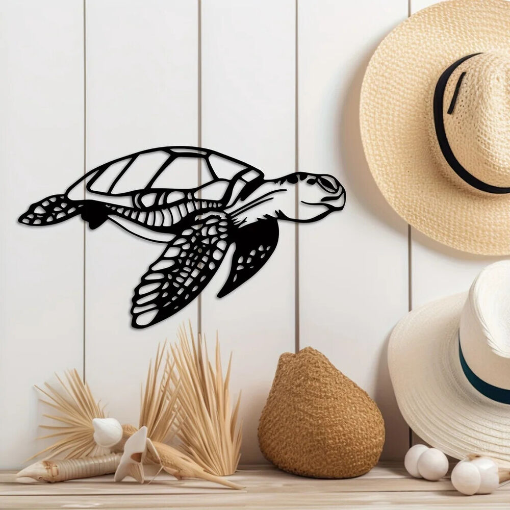 1pc Metal Sea Turtle Ornament, Beach Theme Decor, Art Decoration, Wall Hanging