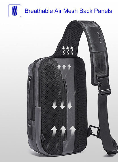 TSA Lock Charging Port Water Resistant Chest Pack Sling Bag One Strap Backpack