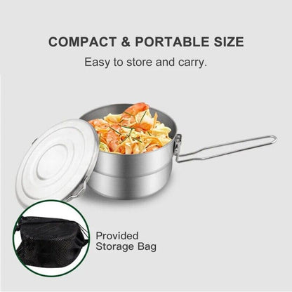 304 Stainless Steel Lunch Case With Storage Bag Camping Pot Tableware Outdoor