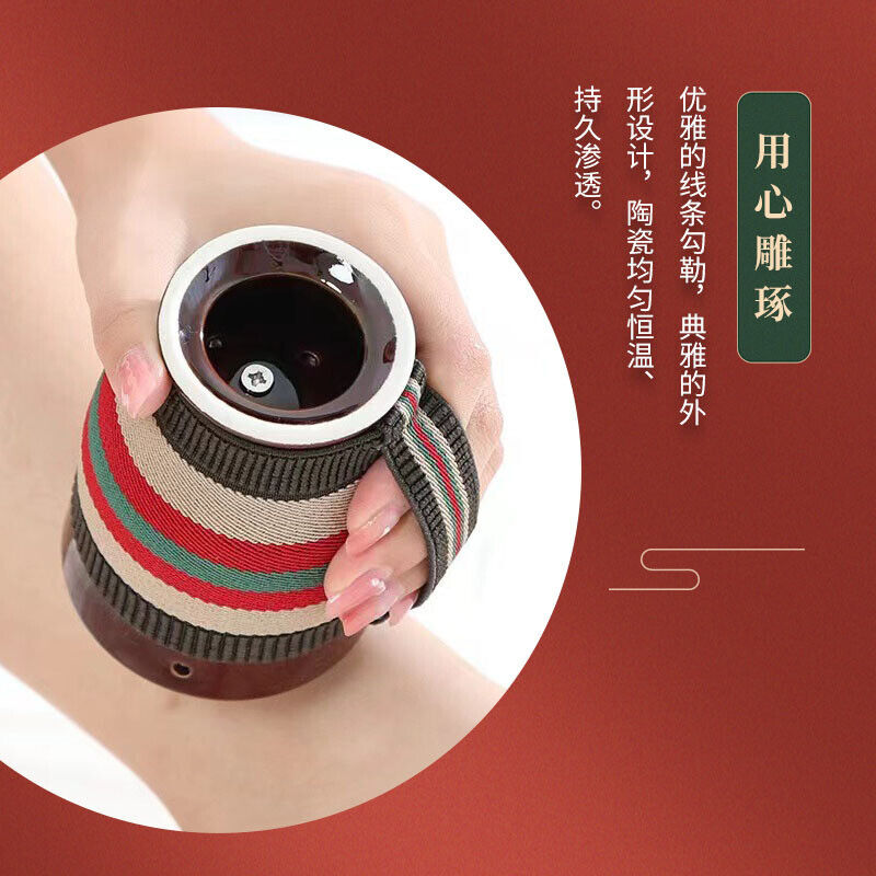 New Ceramic Purple Clay Moxibustion Jar Moxa Pot 陶瓷紫砂艾灸罐双层隔热艾灸杯随身灸刮痧多功能陶瓷罐艾柱灸罐