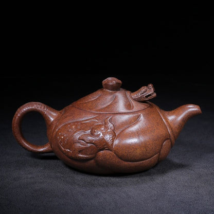 Chinese Yixing Zisha Clay Handmade Exquisite Teapot （鱼化龙 底款：朱可心）