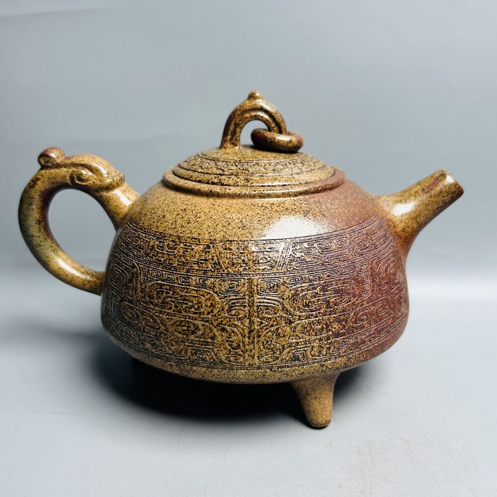 Vintage Chinese Yixing Purple Clay Teapot Zisha Ceremony Carving Collectible Art