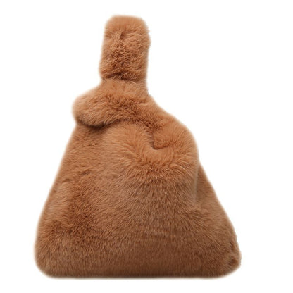 Fashion Underarm Wrist Bag Plush Hobos Shoulder Bags Furry Clutch Purse Handbag